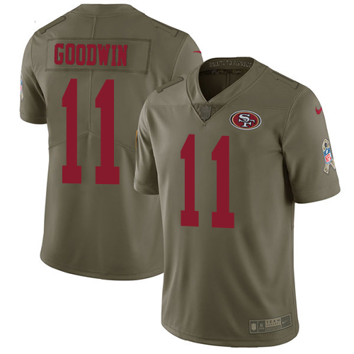 Nike 49ers #11 Marquise Goodwin Olive Youth Stitched NFL Limited Salute to Service Jersey